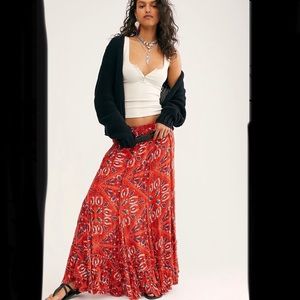 Free People Red Maxi Skirt